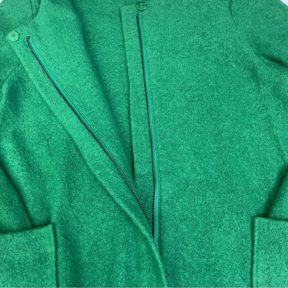 Max Studio Kelly green zipped long mid length overcoat L